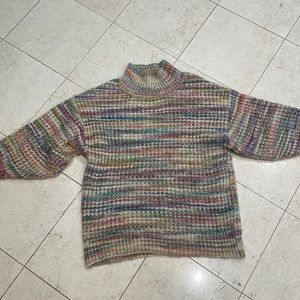 Multicolored mock neck sweater